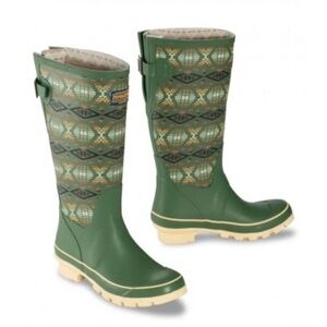 Pendleton Sage Classic Diamond River Tall Rain Green Boots SIZE 10